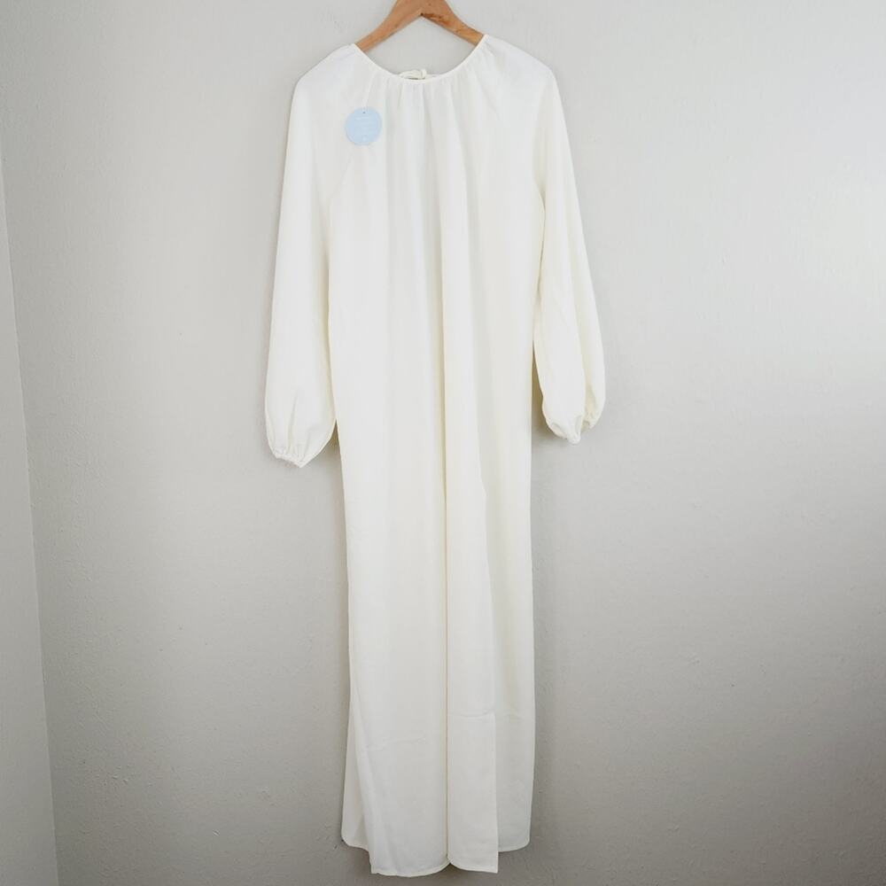 Hill House Simone Maxi Dress Coconut Milk Cream Open Back Bridal Long Sleeve L